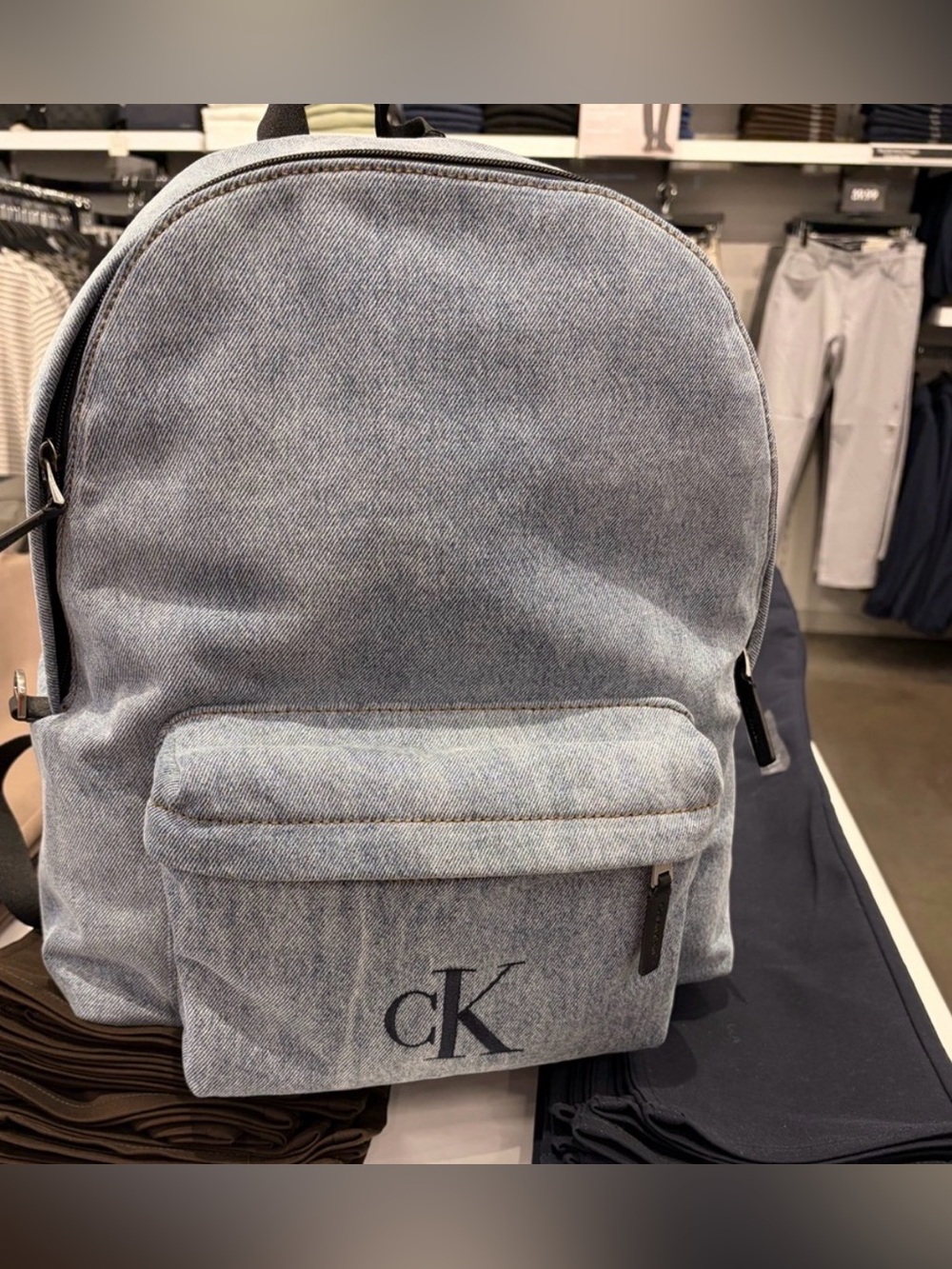 Calvin Klein Light Blue Denim Backpack with CK Logo new with tag unisex